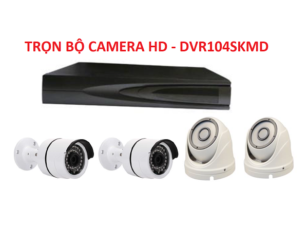 DVR104SKMD. Bộ 4 camera 720p, hồng ngoại và đầu ghi hình.